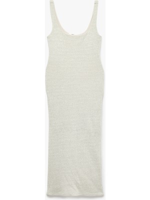 Koton Slim Fit U Yaka Kolsuz Yırtmaçlı Askılı Triko Elbise