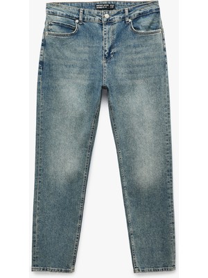 Koton Pamuklu Normal Bel Cepli Düz Paça Denim Pantolon - Tapered Jeans