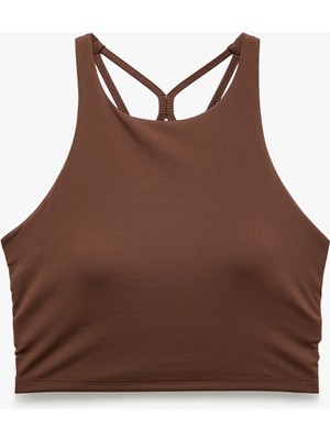Koton Slim Fit Ip Askılı Kolsuz Sırt Detaylı Kaplı Sporcu Sütyeni