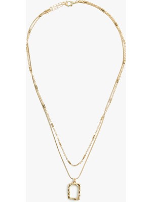 Koton Geometrik Charm Detaylı Kolye Çift Sıra
