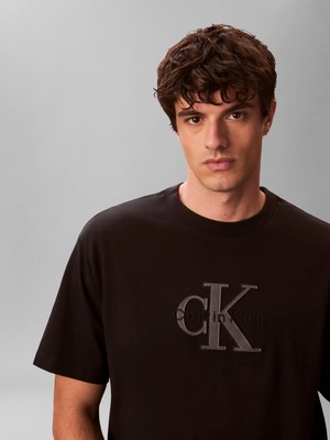 Calvin Klein Erkek Siyah Calvin Klein Ss 16S Elevated Mono, Ub1, S Siyah Erkek T-Shirt
