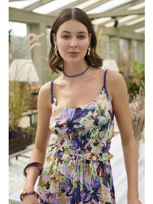 Hace Bazaar Marsilyan- Çiçek ve Yaprak Desenli Ip Askılı Tulum