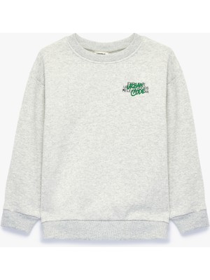 Koton Şardonlu Bisiklet Yaka Uzun Kollu Baskılı Sweatshirt