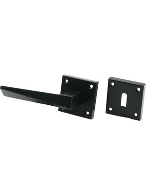 TeknoKapsül 4 Takım Pratik Prizma Oda Siyah Rozetli Kapı Kolu (5643)