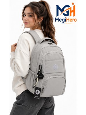 Megihero Çok Bölmeli Unisex Sırt Çantası Suya Dayanıklı Güblik Okul Çantası 2000 Gri