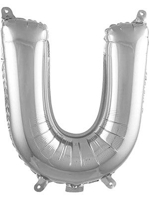 U Harfi 16 Inç Gümüş Renk Folyo Balon 36 cm (Gümüş)