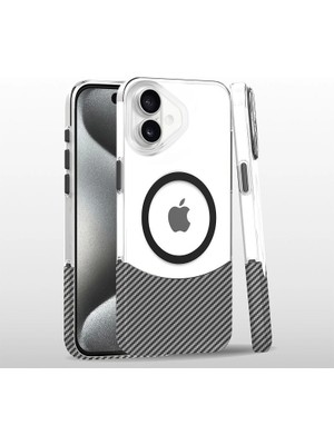 Magicool Joko  Iphone 16 Carbon Puzzle Magsafe Kapak - Beyaz