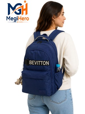 Bevitton Su Itici Kumaş  Lacivert Okul Sırt Çantası 34200