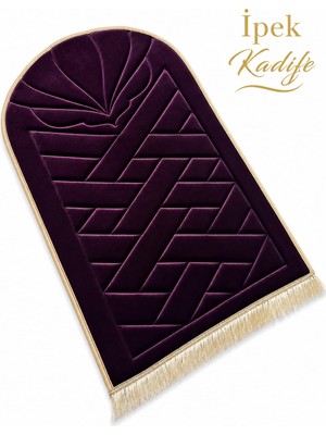 Yüsrina Home Yüsrina Ipek Kadife 1.5 cm Süngerli, Özel Nakış Detaylı Namazlık, Ortopedik Seccade + Çanta
