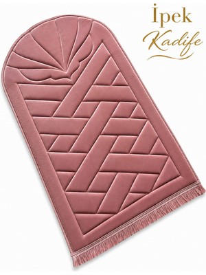 Yüsrina Home Yüsrina Ipek Kadife 1.5 cm Süngerli, Özel Nakış Detaylı Namazlık, Ortopedik Seccade + Çanta