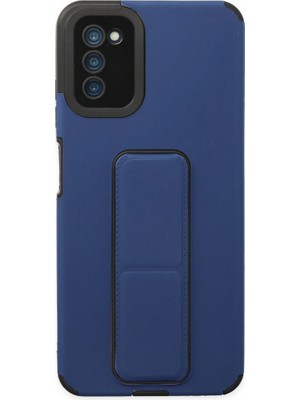 Magicool Newface Samsung Galaxy A03S Kılıf Mega Standlı Silikon - Mavi