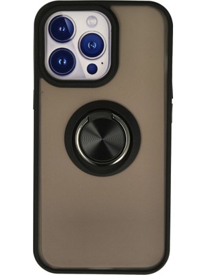 Magicool Iphone 15 Pro Kılıf Montreal Yüzüklü Silikon Kapak - Siyah
