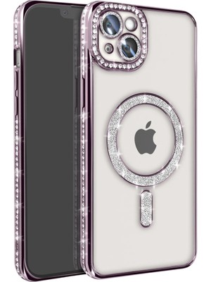 Magicool Iphone 15 Kılıf Joke Simli Magneticsafe Kılıf - Derin Mor