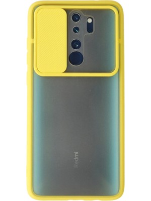 Magicool Xiaomi Redmi Note 8 Pro Kılıf Palm Buzlu Kamera Sürgülü Silikon - Sarı