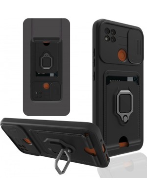 Magicool Xiaomi Redmi 9c Kılıf Zuma Kartvizitli Yüzüklü Silikon - Siyah