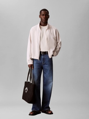 Calvin Klein Erkek Krem Calvin Klein Ls Lınen Harrıngton, Gna, M Krem Erkek Ceket
