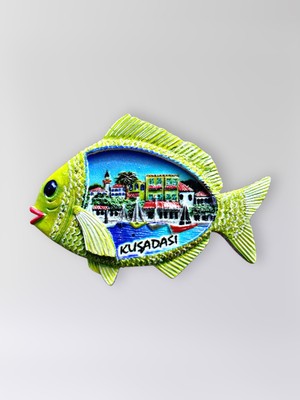 Mundy Kuşadası Polyester Kabartmalı Magnet 8,5 x 6 cm Dekoratif Hediyelik Buzdolabı Süsü (KOD:1761)