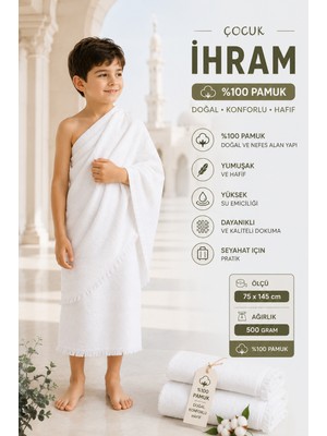 Luna Sacra %100 Pamuklu 75X145 cm 500GRAM Çocuk Hac Umre Ihramı