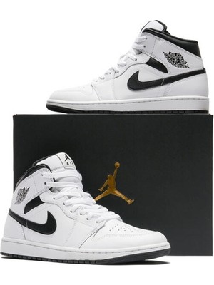 Nike Air Jordan 1 Mid 'whıte Black' Erkek Basketbol Ayakkabı-Sportxstore
