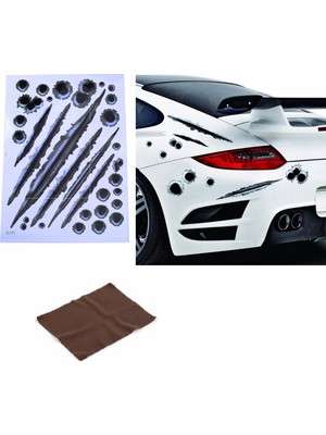 TeknoKapsül Araç Sticker Seti Yara Bere Oto Sticker Yara Şeklinde 3D