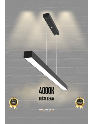 Empressco Lineer 120CM ( Siyah Kasa, Doğal Beyaz Işık ) Sarkıt Modern LED Avize, Salon, Mutfak, Lineer Avize