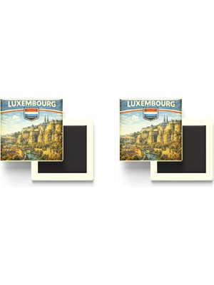 İberk Buzdolap Magnetleri - Lüksemburg Luxembourg Lüksemburg Retro Tema - 2 Adet