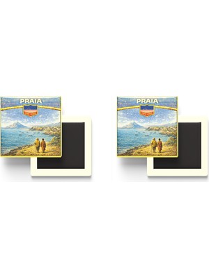 İberk Buzdolap Magnetleri - Yeşil Burun Adaları Cape Verde Praia Retro Tema - 2 Adet