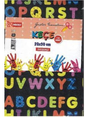 Belirtilmemiş Mikro Keçe KÇ-104 10RENK Desenli 20X30 Lu A4