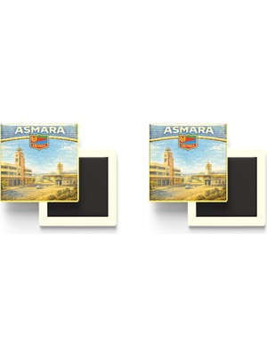 İberk Buzdolap Magnetleri - Eritre Eritrea Asmara Retro Tema - 2 Adet