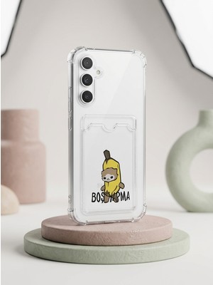 TKÇ Samsung Galaxy A54 Boş Yapma Muz Detaylı Kart Bölmeli Şeffaf Telefon Kılıfı