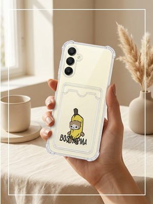 TKÇ Samsung Galaxy A16 Boş Yapma Muz Detaylı Kart Bölmeli Şeffaf Telefon Kılıfı