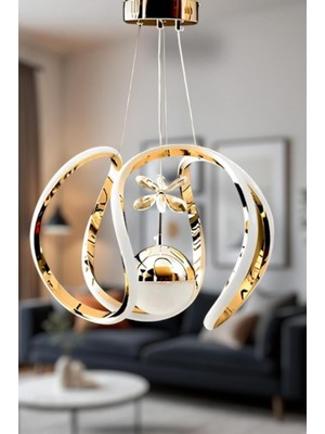 Empressco Damla Tek Toplu Taçlı Ledli Gold 3 Renk Ledli - LED Avize Aydınlatma