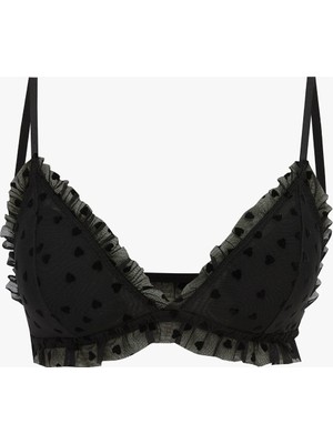 Lcw Dream Siyah Balensiz Dolgusuz Fırfırlı Kalp Desenli Bralet
