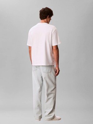 Calvin Klein Erkek Beyaz Calvin Klein Ss 16S Elevated Mono, Yaf, S Beyaz Erkek T-Shirt