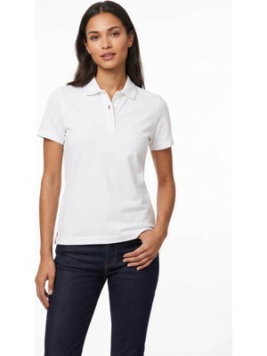 Posh Cabal Kadın Slim Fit Logosuz-Baskısız Beyaz Polo Yaka T-Shirt