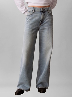 Calvin Klein Kadın / Kız Mavi Calvin Klein 90S Straıght Basset, Scb Mavi Kadın Kot Pantolon