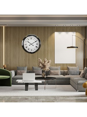 Hobilinka Krom Desenli 60 x 60 cm Metal Duvar Saati