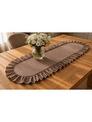 Şah Textile Design Oval Fırfırlı Pötikareli Runner 40X110