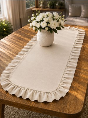 Şah Textile Design Fırfırlı Keten Dokulu Runner 40X110
