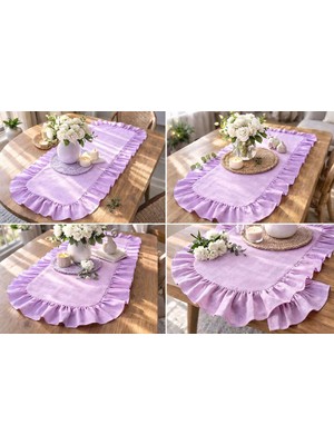 Şah Textile Design Fırfırlı Keten Dokulu Runner 40X110