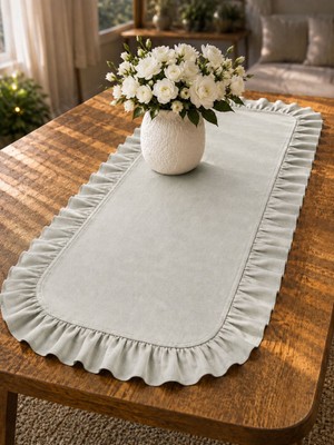 Şah Textile Design Fırfırlı Keten Dokulu Runner 40X110