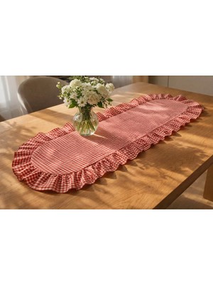 Şah Textile Design Oval Fırfırlı Pötikareli Runner 40X110