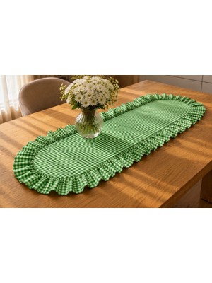 Şah Textile Design Oval Fırfırlı Pötikareli Runner 40X110