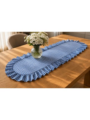 Şah Textile Design Oval Fırfırlı Pötikareli Runner 40X110