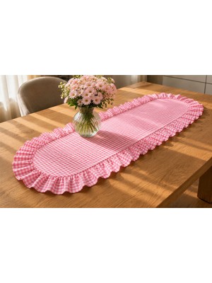 Şah Textile Design Oval Fırfırlı Pötikareli Runner 40X110