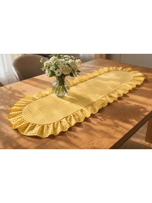 Şah Textile Design Oval Fırfırlı Pötikareli Runner 40X110