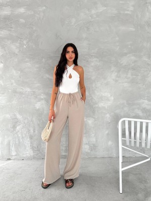 Tarz Yeri Kadın Ayrobin Oversize Kadın Pantalon - Bej