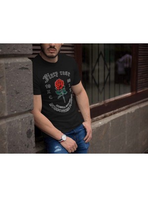 Tarz Yeri Erkek Tişort Bisiklet Yaka Baskılı Kısa Kol T-Shirt - Siyah