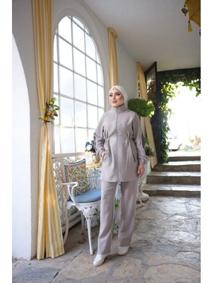 MİMİ LUXURY WEAR Kadın Tesettür Modern Eşofman Takımı Fermuarlı Ikili Takımı 536