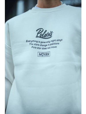 Tarz Yeri Erkek 3 Iplik Pamuklu Bisiklet Yaka Ön ve Arka Baskılı Sweatshirt - Beyaz